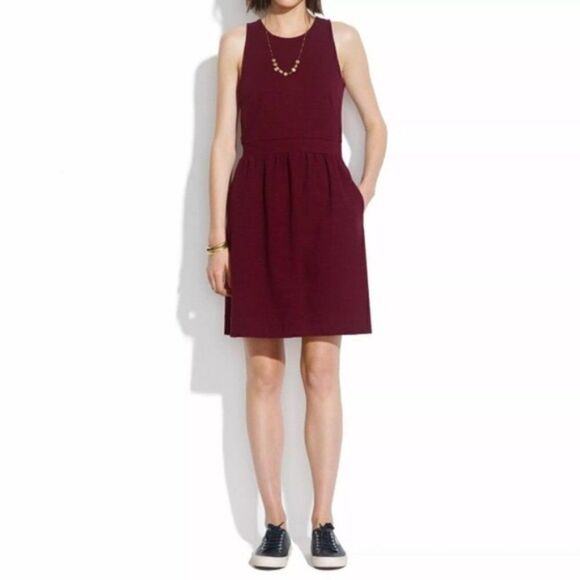 Madewell Burgundy Pierside Zip Back Pockets Dress, Size Small - Picture 1 of 8